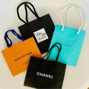 Louis Vuitton Tiffany CHANEL Saks Fifth Ave Mini Shopping Bag bundle set (4)